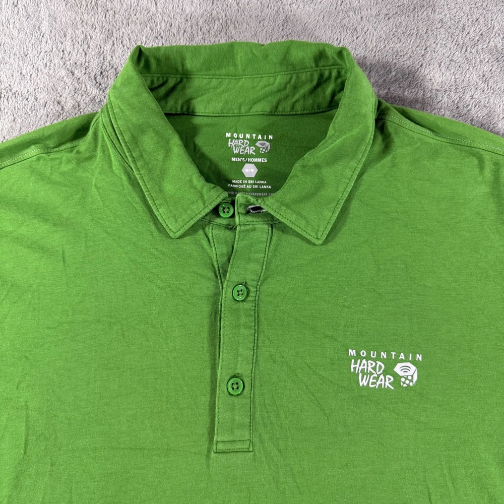 Mountain Hardwear Polo Shirt Mens Medium Green Excellent Short Sleeve Logo Top